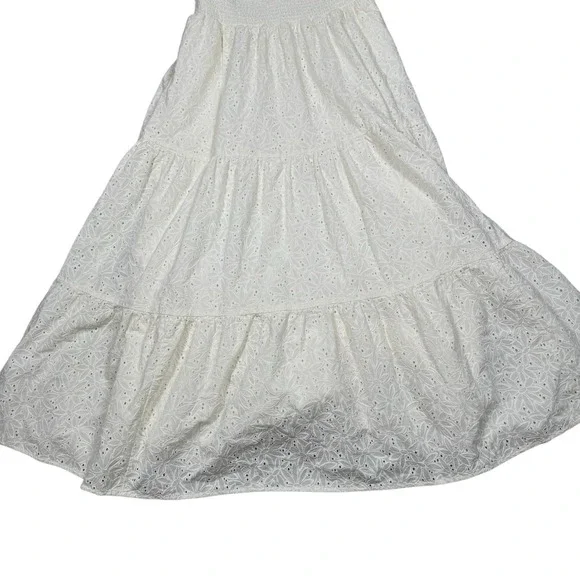 MADEWELL Eyelet Lucie Tie-Strap Tiered Midi Dress White Sz S - Picture 5 of 13